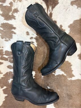 Vintage Black Leather Cowboy Boots men’s 8D woman’s 9 1/2